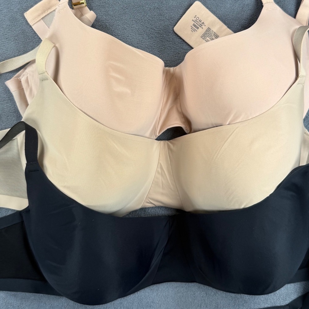 Soma bras 38DD - set of 3 lightly lined scoop balconette pink nude black
